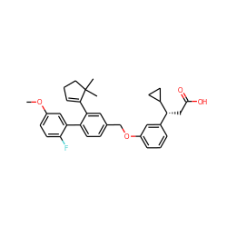 COc1ccc(F)c(-c2ccc(COc3cccc([C@@H](CC(=O)O)C4CC4)c3)cc2C2=CCCC2(C)C)c1 ZINC000095576548