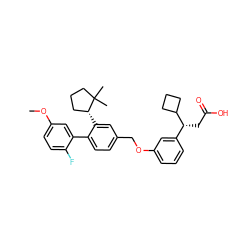 COc1ccc(F)c(-c2ccc(COc3cccc([C@@H](CC(=O)O)C4CCC4)c3)cc2[C@@H]2CCCC2(C)C)c1 ZINC000140817425