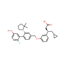 COc1ccc(F)c(-c2ccc(COc3cccc([C@@H](CC(=O)O)CC4CC4)c3)cc2[C@@H]2CCCC2(C)C)c1 ZINC000140371226