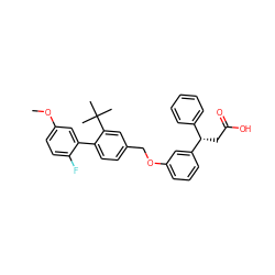 COc1ccc(F)c(-c2ccc(COc3cccc([C@@H](CC(=O)O)c4ccccc4)c3)cc2C(C)(C)C)c1 ZINC000095578856