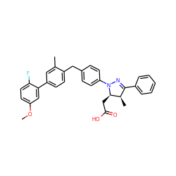 COc1ccc(F)c(-c2ccc(Cc3ccc(N4N=C(c5ccccc5)[C@@H](C)[C@H]4CC(=O)O)cc3)c(C)c2)c1 ZINC000210009125