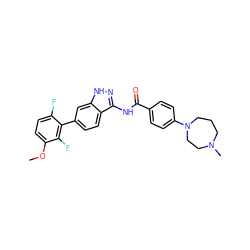 COc1ccc(F)c(-c2ccc3c(NC(=O)c4ccc(N5CCCN(C)CC5)cc4)n[nH]c3c2)c1F ZINC001772598316