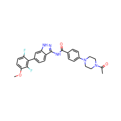 COc1ccc(F)c(-c2ccc3c(NC(=O)c4ccc(N5CCN(C(C)=O)CC5)cc4)n[nH]c3c2)c1F ZINC001772654999