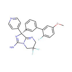 COc1ccc(F)c(-c2cccc([C@@]3(c4ccncc4)N=C(N)N4CC(F)(F)CN=C43)c2)c1 ZINC000073313111