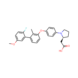 COc1ccc(F)c(-c2cccc(Oc3ccc(N4CCC[C@H]4CC(=O)O)cc3)c2C)c1 ZINC000116588315