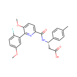 COc1ccc(F)c(-c2nc(C(=O)N[C@@H](CC(=O)O)c3ccc(C)cc3)ccc2OC)c1 ZINC000261079578