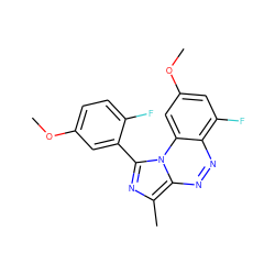 COc1ccc(F)c(-c2nc(C)c3nnc4c(F)cc(OC)cc4n23)c1 ZINC000095575150