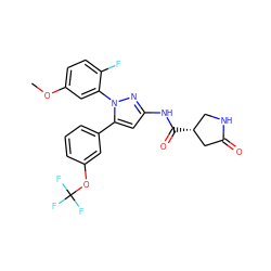 COc1ccc(F)c(-n2nc(NC(=O)[C@@H]3CNC(=O)C3)cc2-c2cccc(OC(F)(F)F)c2)c1 ZINC000169707418