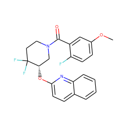 COc1ccc(F)c(C(=O)N2CCC(F)(F)[C@@H](Oc3ccc4ccccc4n3)C2)c1 ZINC000149538370