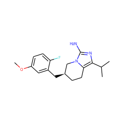 COc1ccc(F)c(C[C@@H]2CCc3c(C(C)C)nc(N)n3C2)c1 ZINC000584905468