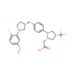 COc1ccc(F)c(N2CC[C@H](Oc3ccc(N4C[C@H](C(F)(F)F)C[C@@H]4CC(=O)O)cc3)C2)c1 ZINC000213575267