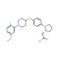 COc1ccc(F)c(N2CCC(Oc3ccc(N4CCC[C@@H]4CC(=O)O)cc3)CC2)c1 ZINC000220238101