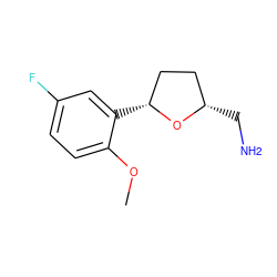 COc1ccc(F)cc1[C@@H]1CC[C@H](CN)O1 ZINC000040393074