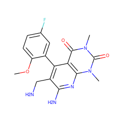 COc1ccc(F)cc1-c1c(CN)c(N)nc2c1c(=O)n(C)c(=O)n2C ZINC000095579556