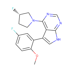 COc1ccc(F)cc1-c1c[nH]c2ncnc(N3CC[C@H](F)C3)c12 ZINC000224891766