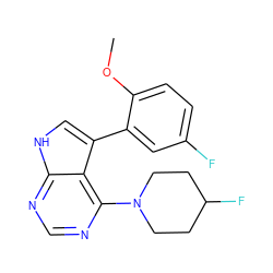 COc1ccc(F)cc1-c1c[nH]c2ncnc(N3CCC(F)CC3)c12 ZINC000224880252