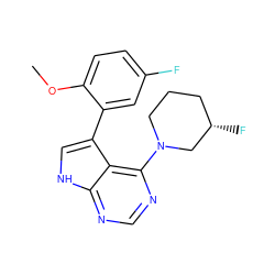 COc1ccc(F)cc1-c1c[nH]c2ncnc(N3CCC[C@H](F)C3)c12 ZINC000224896618