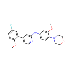 COc1ccc(F)cc1-c1ccnc(Nc2ccc(N3CCOCC3)c(OC)c2)c1 ZINC000095593360