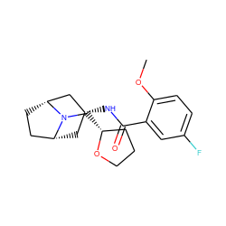 COc1ccc(F)cc1C(=O)N[C@@H]1C[C@@H]2CC[C@H](C1)N2C[C@@H]1CCCO1 ZINC000299820978