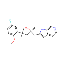 COc1ccc(F)cc1C(C)(C)C[C@@](C)(O)Cc1cc2ccncc2[nH]1 ZINC000113504829