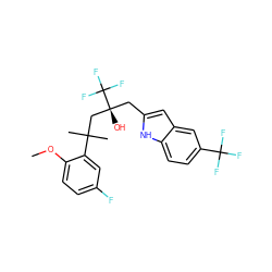 COc1ccc(F)cc1C(C)(C)C[C@@](O)(Cc1cc2cc(C(F)(F)F)ccc2[nH]1)C(F)(F)F ZINC000038413451