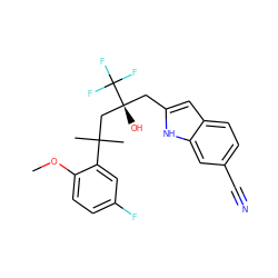 COc1ccc(F)cc1C(C)(C)C[C@@](O)(Cc1cc2ccc(C#N)cc2[nH]1)C(F)(F)F ZINC000036425935