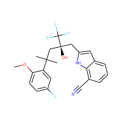 COc1ccc(F)cc1C(C)(C)C[C@@](O)(Cc1cc2cccc(C#N)c2[nH]1)C(F)(F)F ZINC000073160667