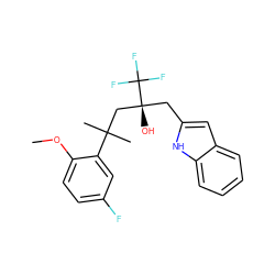 COc1ccc(F)cc1C(C)(C)C[C@@](O)(Cc1cc2ccccc2[nH]1)C(F)(F)F ZINC000034270766