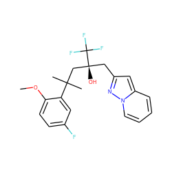 COc1ccc(F)cc1C(C)(C)C[C@@](O)(Cc1cc2ccccn2n1)C(F)(F)F ZINC000064437020