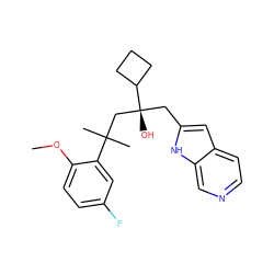 COc1ccc(F)cc1C(C)(C)C[C@@](O)(Cc1cc2ccncc2[nH]1)C1CCC1 ZINC000035901159