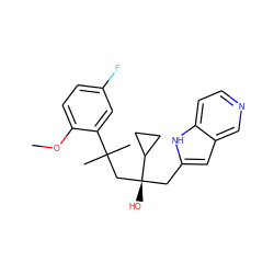 COc1ccc(F)cc1C(C)(C)C[C@@](O)(Cc1cc2cnccc2[nH]1)C1CC1 ZINC000113497255