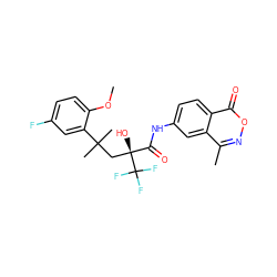 COc1ccc(F)cc1C(C)(C)C[C@](O)(C(=O)Nc1ccc2c(=O)onc(C)c2c1)C(F)(F)F ZINC000001548704