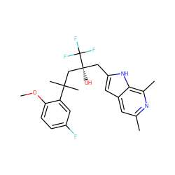 COc1ccc(F)cc1C(C)(C)C[C@](O)(Cc1cc2cc(C)nc(C)c2[nH]1)C(F)(F)F ZINC000036426050