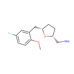 COc1ccc(F)cc1C[C@@H]1CC[C@H](CN)O1 ZINC000040980565