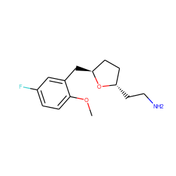 COc1ccc(F)cc1C[C@H]1CC[C@H](CCN)O1 ZINC000040390899