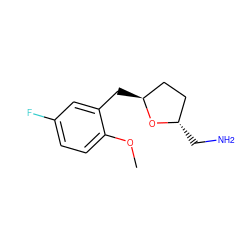 COc1ccc(F)cc1C[C@H]1CC[C@H](CN)O1 ZINC000040380605