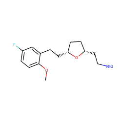 COc1ccc(F)cc1CC[C@@H]1CC[C@H](CCN)O1 ZINC000035875087