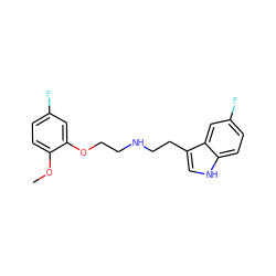 COc1ccc(F)cc1OCCNCCc1c[nH]c2ccc(F)cc12 ZINC000013581090