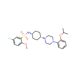 COc1ccc(F)cc1S(=O)(=O)N[C@H]1CC[C@@H](N2CCN(c3ccccc3OC(C)C)CC2)CC1 ZINC000101093407