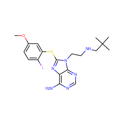 COc1ccc(I)c(Sc2nc3c(N)ncnc3n2CCNCC(C)(C)C)c1 ZINC000013679920