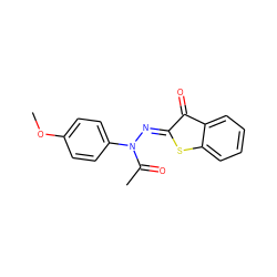 COc1ccc(N(/N=C2\Sc3ccccc3C2=O)C(C)=O)cc1 ZINC000012561900