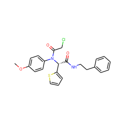 COc1ccc(N(C(=O)CCl)[C@H](C(=O)NCCc2ccccc2)c2cccs2)cc1 ZINC000003034986