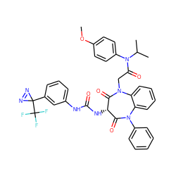 COc1ccc(N(C(=O)CN2C(=O)[C@@H](NC(=O)Nc3cccc(C4(C(F)(F)F)N=N4)c3)C(=O)N(c3ccccc3)c3ccccc32)C(C)C)cc1 ZINC000150600149