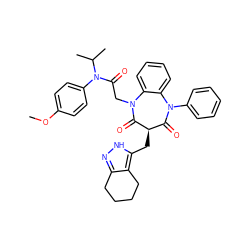 COc1ccc(N(C(=O)CN2C(=O)[C@H](Cc3[nH]nc4c3CCCC4)C(=O)N(c3ccccc3)c3ccccc32)C(C)C)cc1 ZINC000026656757