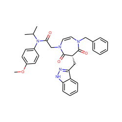 COc1ccc(N(C(=O)CN2C=CN(Cc3ccccc3)C(=O)[C@H](Cc3n[nH]c4ccccc34)C2=O)C(C)C)cc1 ZINC000049746678