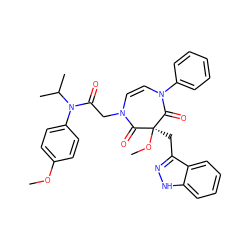 COc1ccc(N(C(=O)CN2C=CN(c3ccccc3)C(=O)[C@@](Cc3n[nH]c4ccccc34)(OC)C2=O)C(C)C)cc1 ZINC000049746682