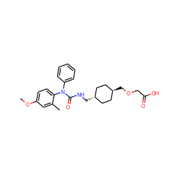 COc1ccc(N(C(=O)NC[C@H]2CC[C@H](COCC(=O)O)CC2)c2ccccc2)c(C)c1 ZINC001772629526