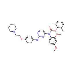 COc1ccc(N(C(=O)Oc2c(C)cccc2C)c2ccnc(Nc3ccc(OCCN4CCCCC4)cc3)n2)c(OC)c1 ZINC000036758582