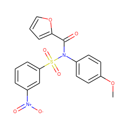 COc1ccc(N(C(=O)c2ccco2)S(=O)(=O)c2cccc([N+](=O)[O-])c2)cc1 ZINC000005027931