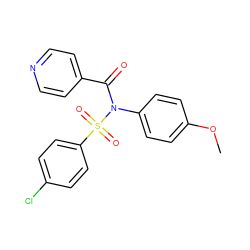 COc1ccc(N(C(=O)c2ccncc2)S(=O)(=O)c2ccc(Cl)cc2)cc1 ZINC000004671170